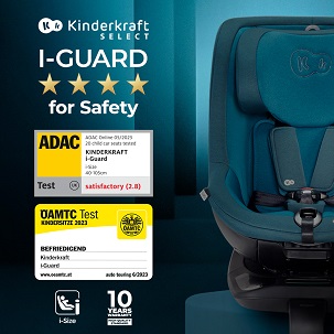 Последният тест на ADAC доказа, че I-GUARD предлага изключително ниво на безопасност за вашето дете, без да прави компромис с комфорта!